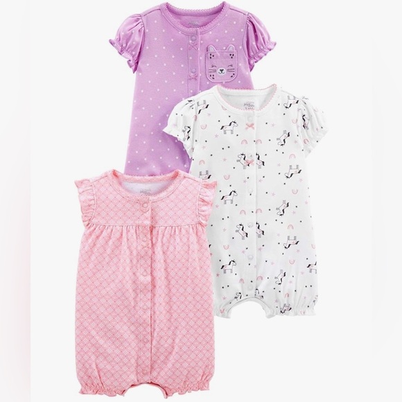 Simple Joys by Carter's baby-girls 3-pack Snap-up Rompers - Picture 1 of 5